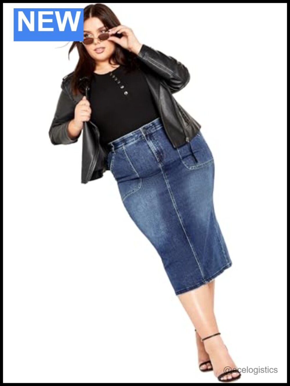 Plus Size Blake Fitted Stretch Pencil Skirt Midi High Rise